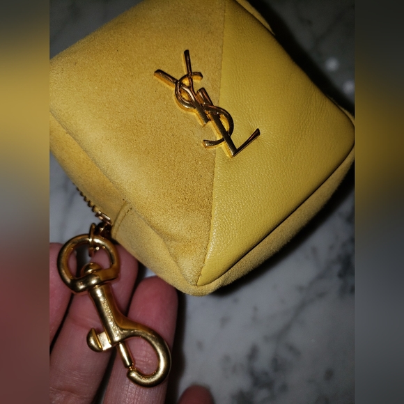 Saint Laurent Cube Molly Suede YSL Keyring/Coin pouch - Picture 4 of 11